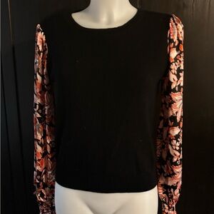 Fate Black Top with Floral Sleeves